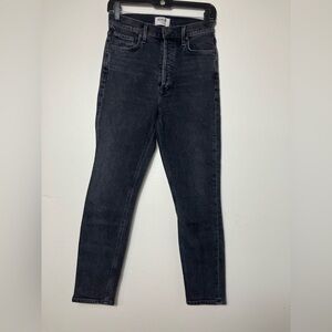 Agolde Nico High Rise Jeans Virtue Washed Black Ankle size 26 Button Fly‎ Casual